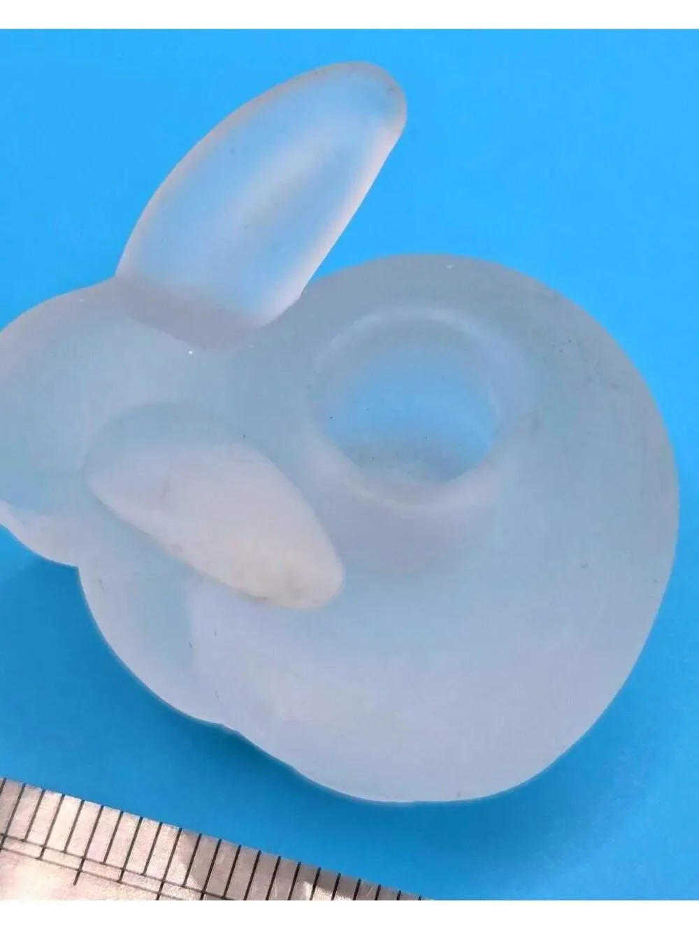 Vintage Frosted Satin Glass Rabbit Figurine Candlestick Holder